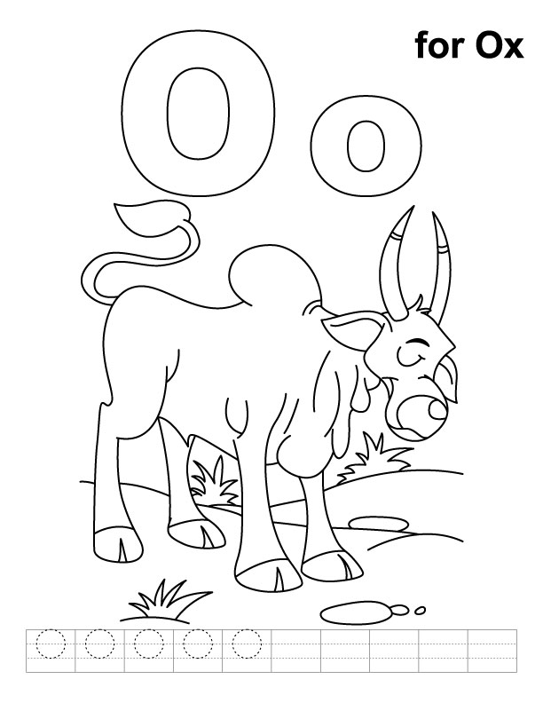 O for ox coloring page with handwriting practice download free o for ox coloring page with handwriting practice for kids best coloring pages