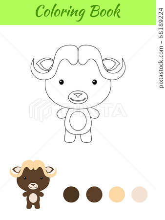 Coloring page happy little baby musk ox