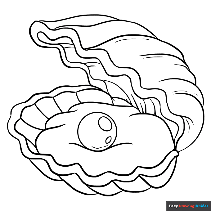 Oyster with pearl coloring page easy drawing guides