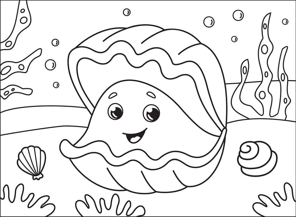 Cute oyster coloring page