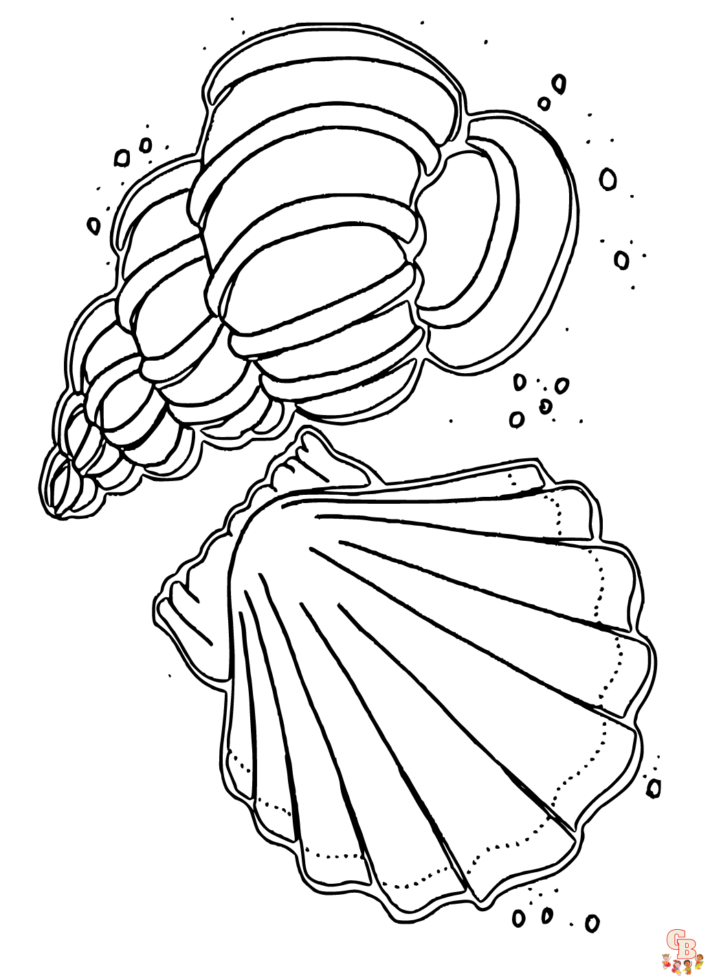 Printable shells coloring pages free for kids and adults