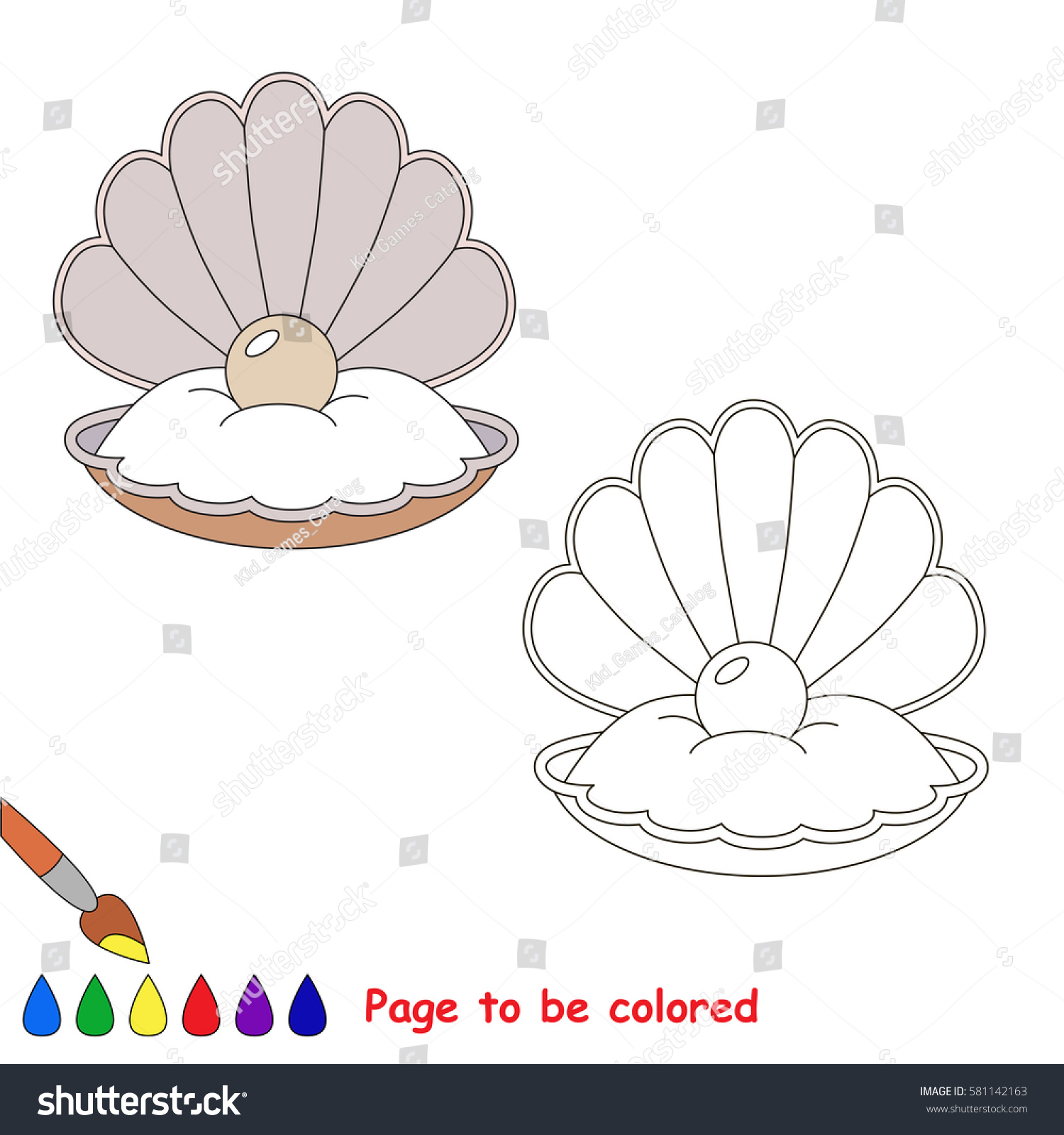 Oyster seashell pearl be colored coloring stock vector royalty free