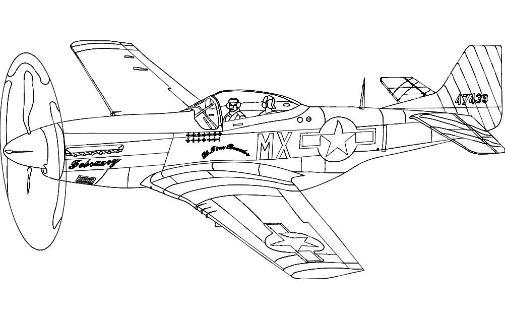 P mustang silhouette aircraft dxf file free download