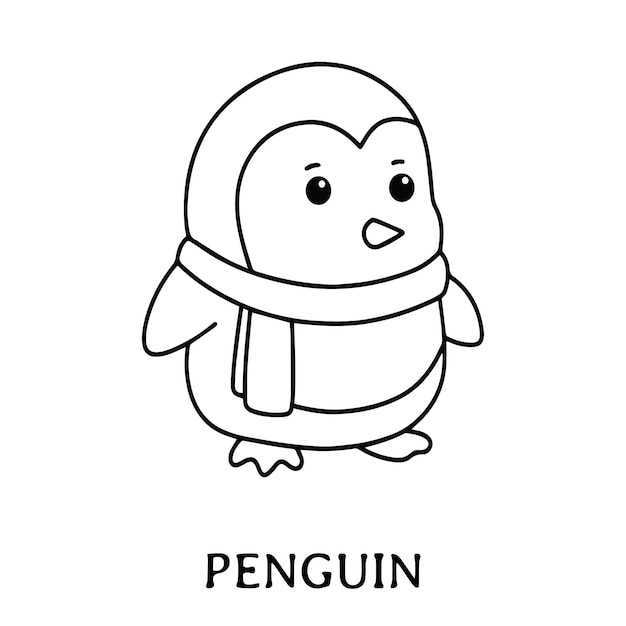 Premium vector penguin coloring page for kids with the word p