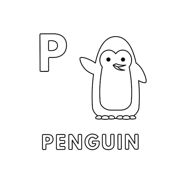 Premium vector vector cute cartoon animals alphabet penguin coloring pages