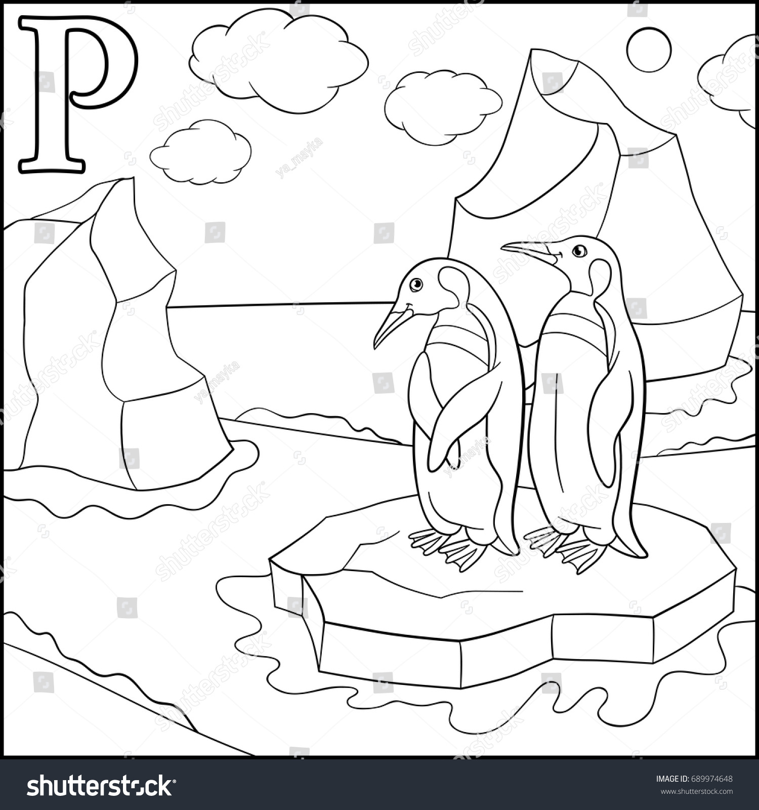 Coloring page cartoon animals alphabet p stock vector royalty free