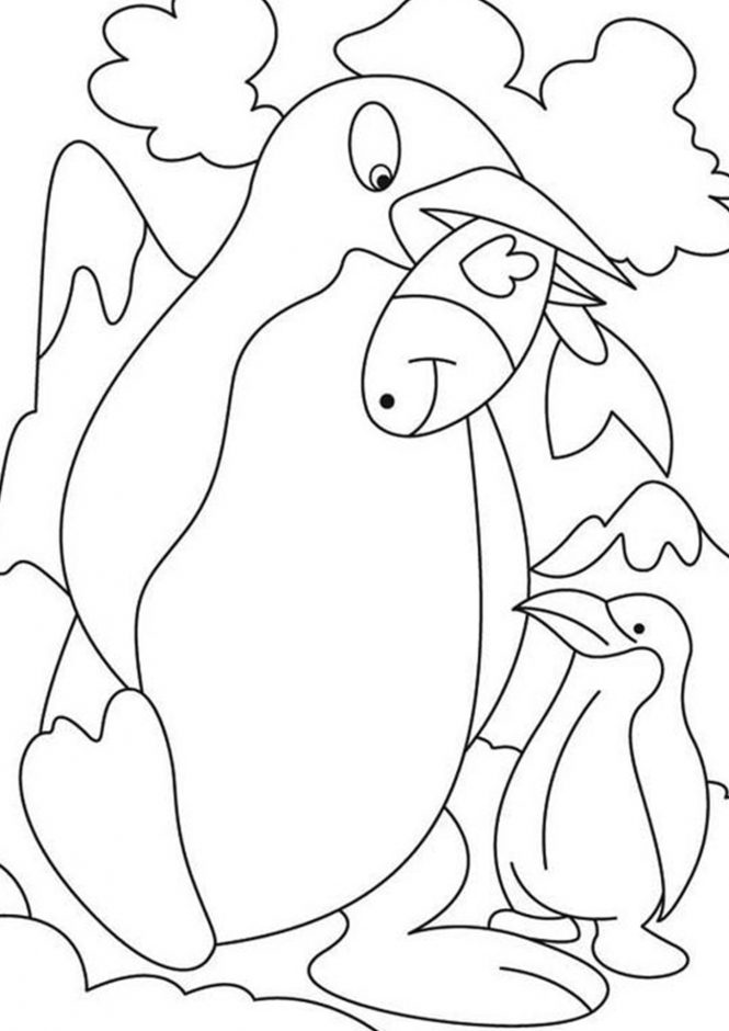 Free easy to print penguin coloring pages