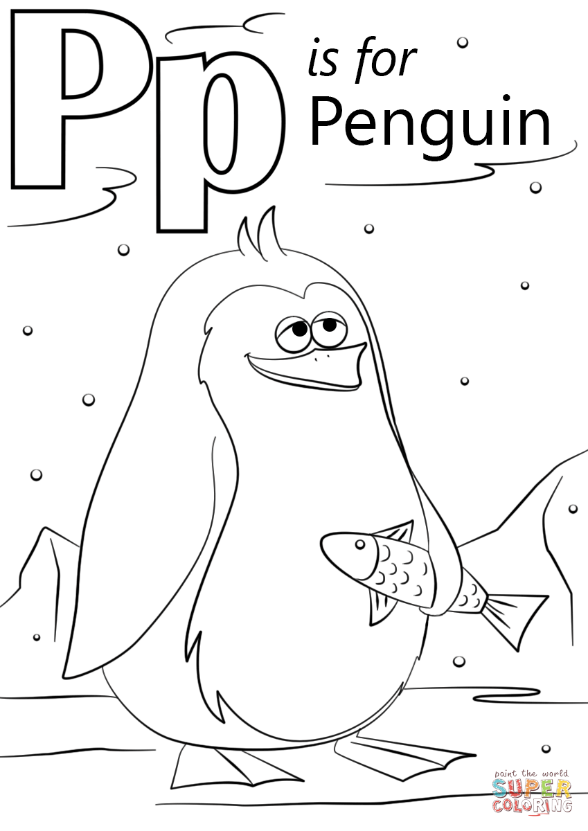 P is for penguin coloring page free printable coloring pages