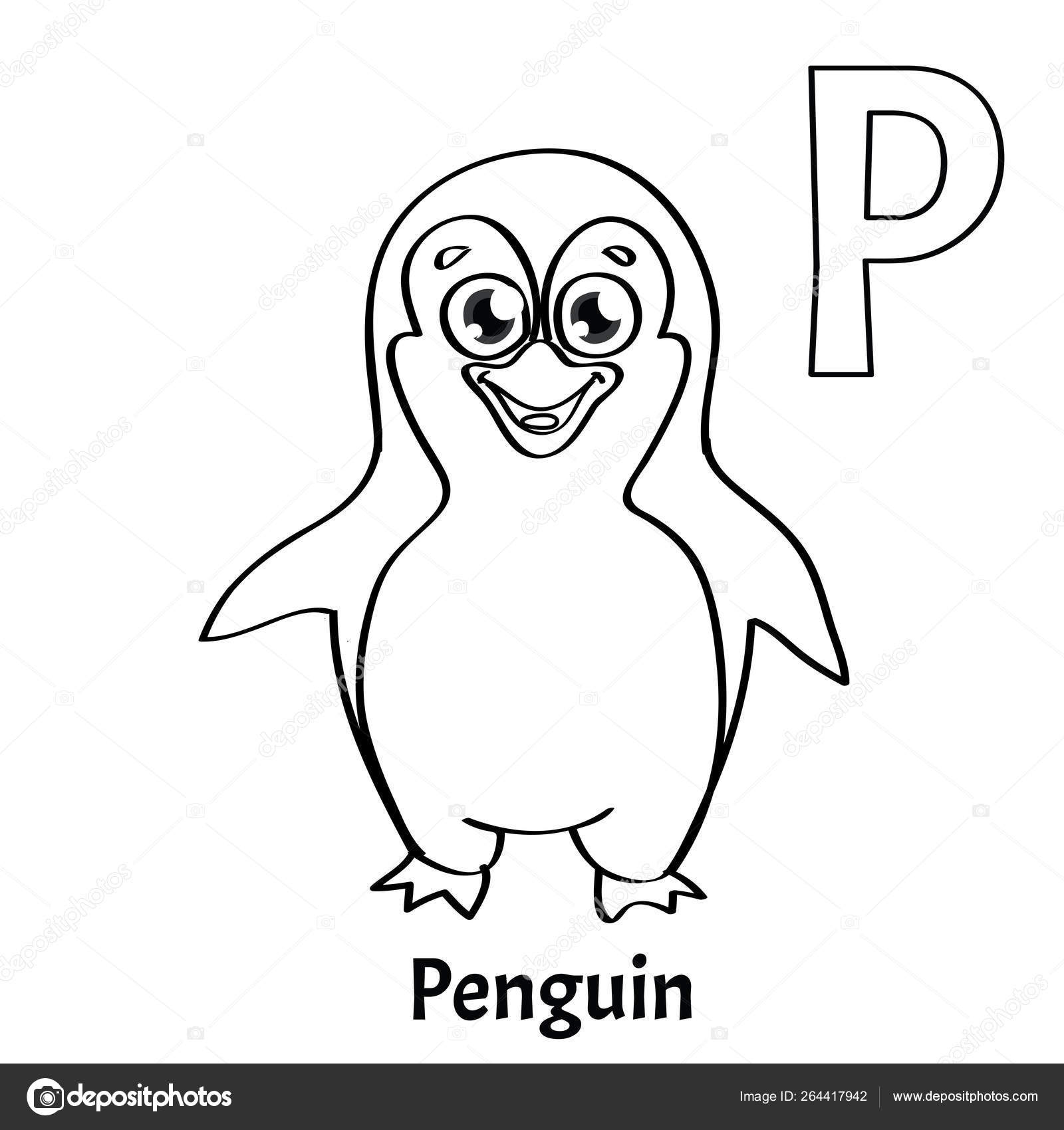 Vector alphabet letter p coloring page penguin stock vector by saycheese