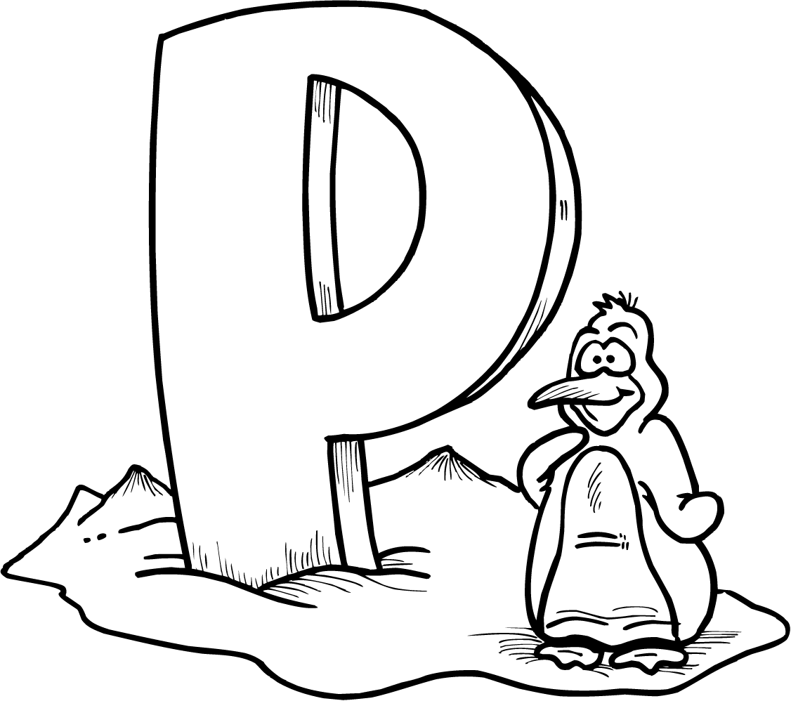 P is for penguin coloring pages