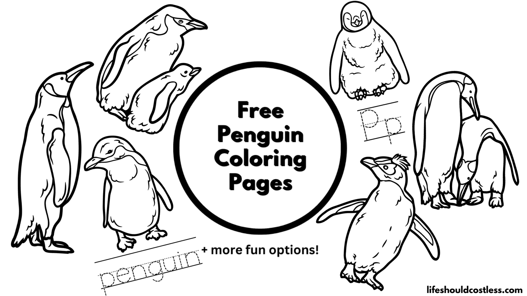 Penguin coloring pages free printable pdf templates