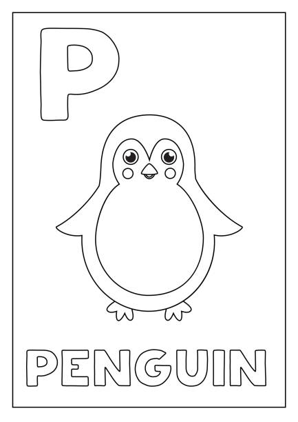 Penguin coloring pages pictures stock illustrations royalty