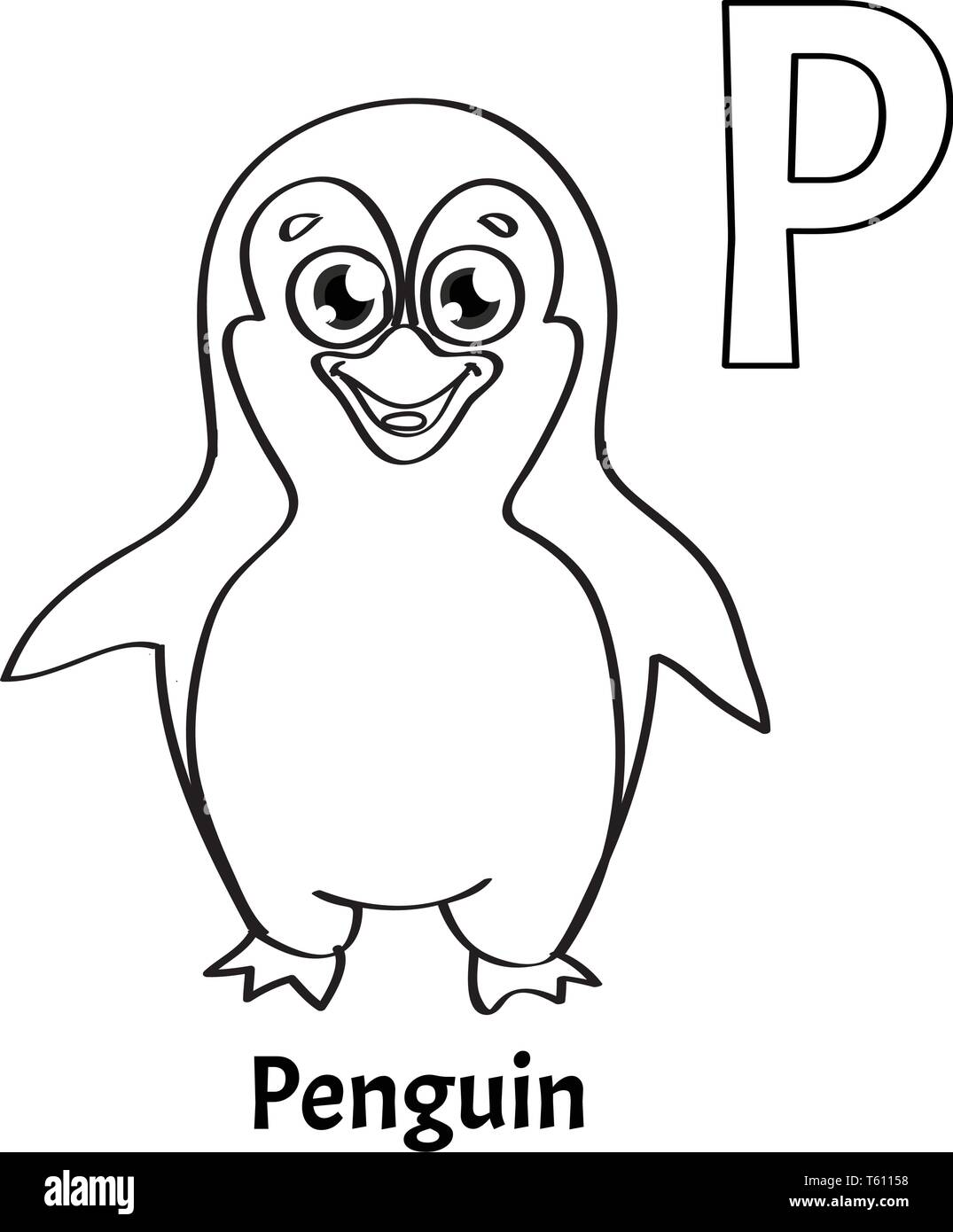 Vector alphabet letter p coloring page penguin stock vector image art