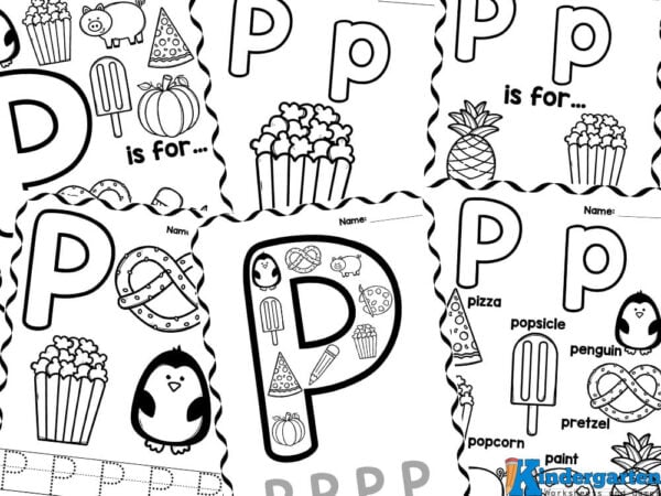 Free printable letter p coloring pages pack