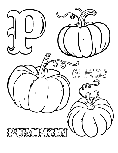 Free p is for pumpkin coloring page