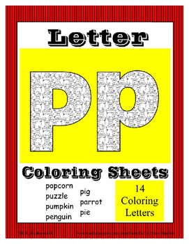 Alphabet coloring pages for the letter p beginning sound pictures for p