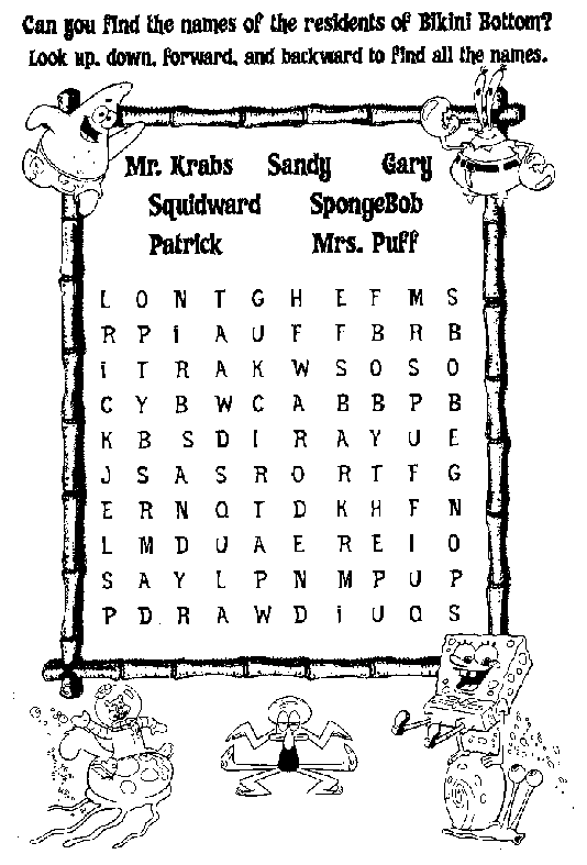 Spongebob puzzle coloring page