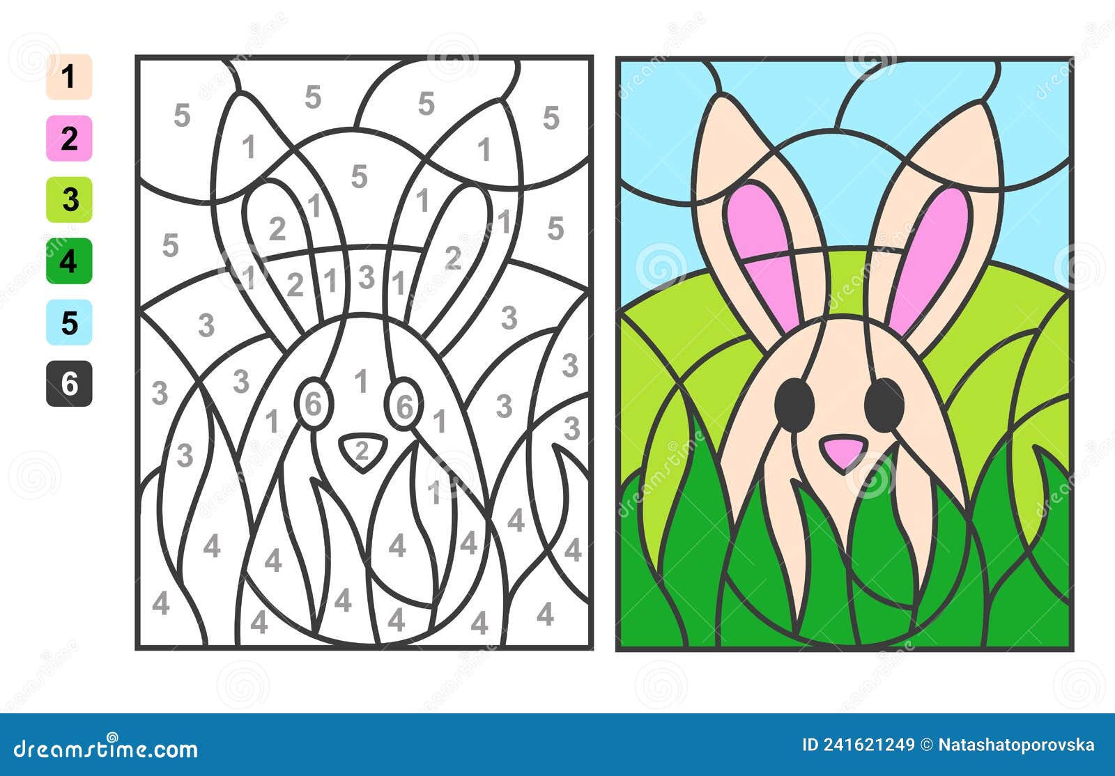 Vector coloring page color by numbers easter egg hunt puzzle game for children education and activities stock illustration