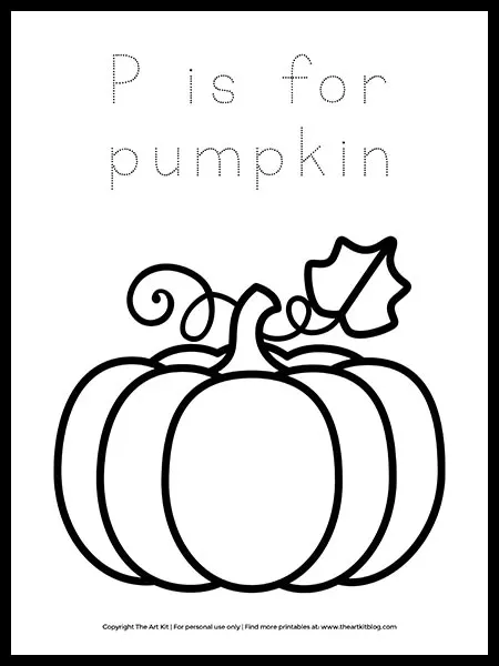 Free letter p is for pumpkin coloring page â the art kit