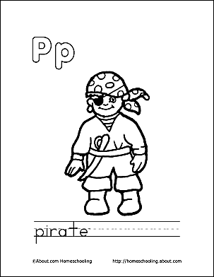 Printable letter p coloring book pages