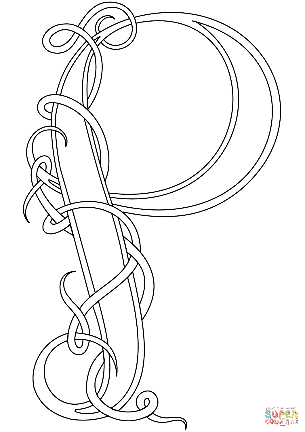 Celtic style letter p coloring page free printable coloring pages