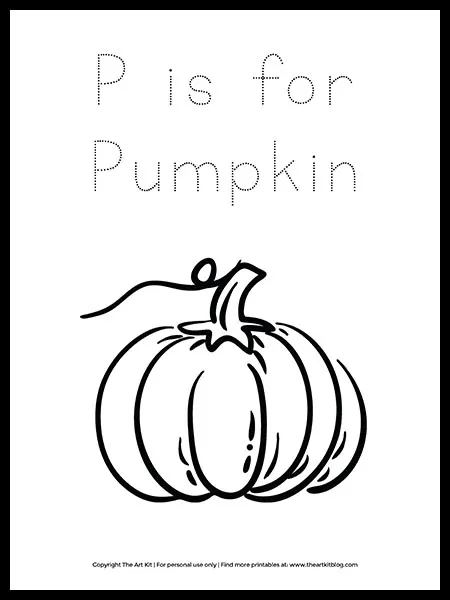 Free letter p is for pumpkin coloring page â the art kit