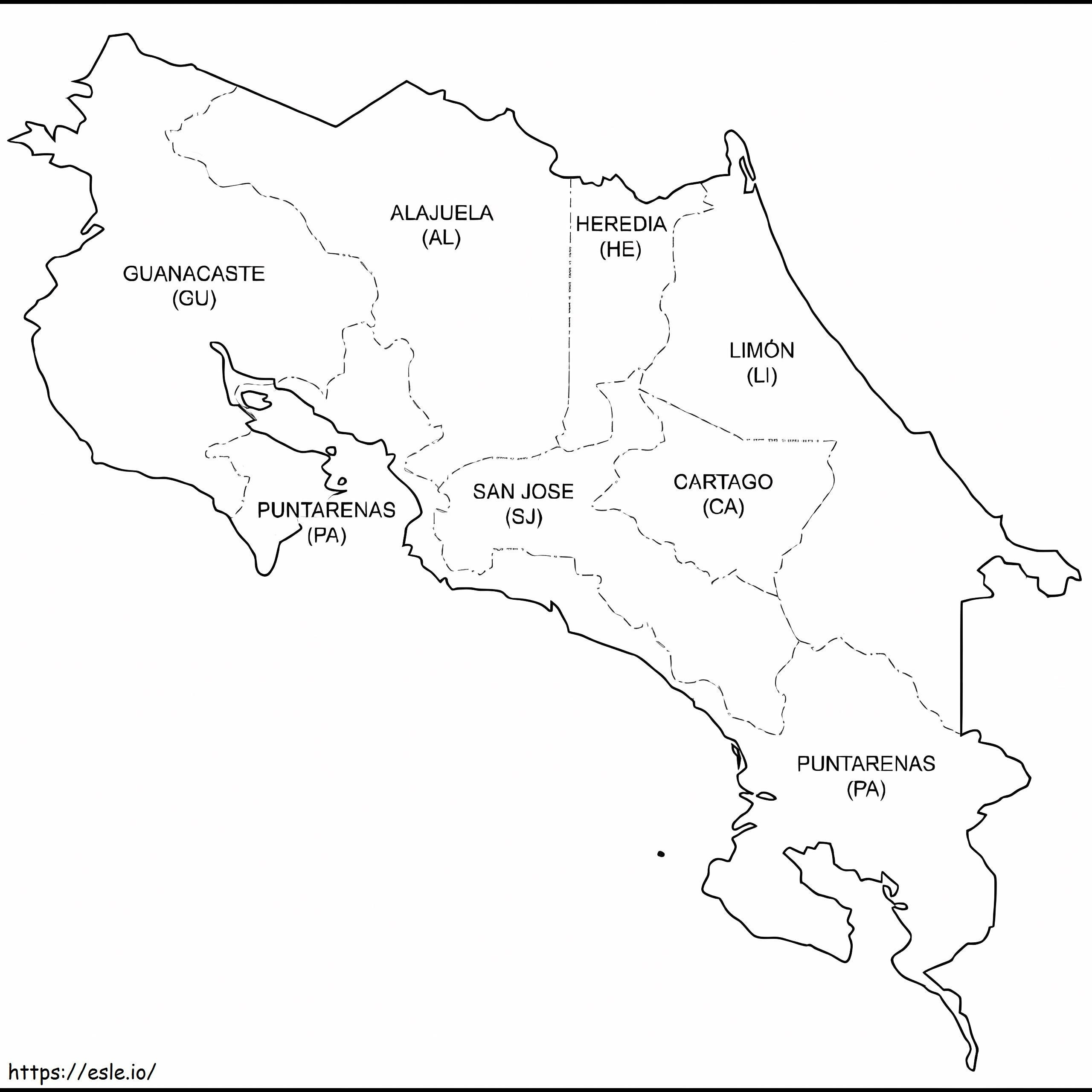 Map of costa rica coloring page