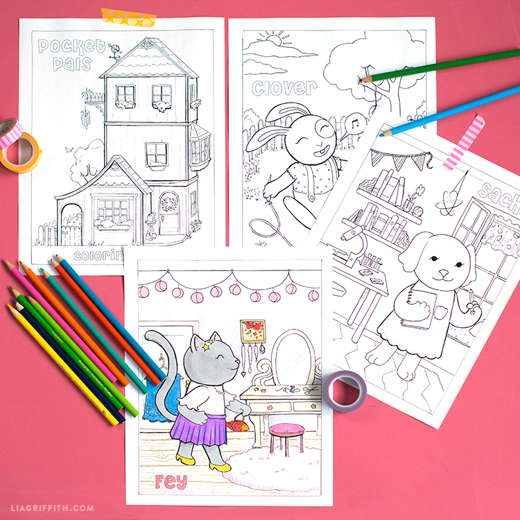 Print a set of pocket pal coloring pages for your kids