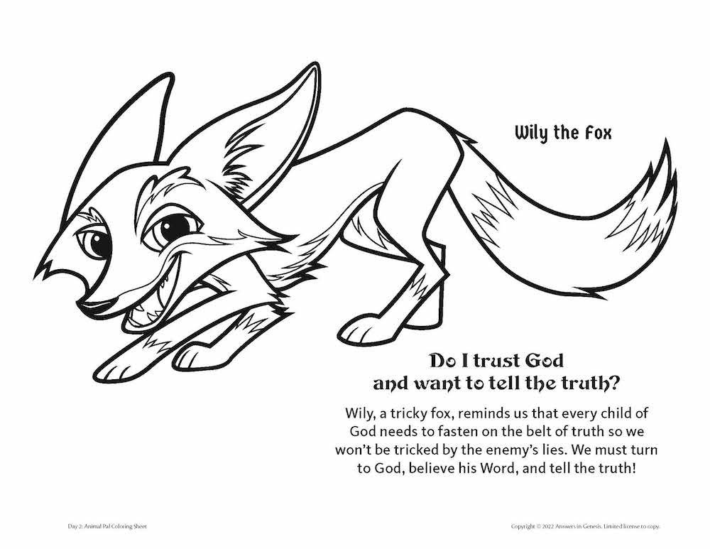 Wily the fox kids coloring activity kids answers