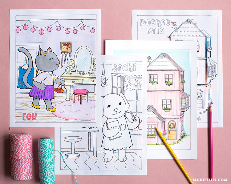 Print a set of pocket pal coloring pages for your kids