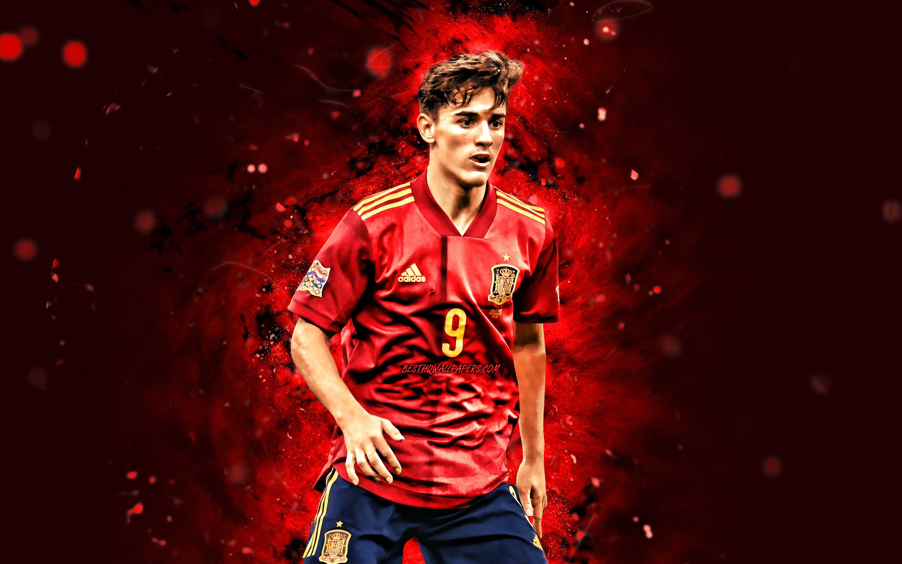 Download wallpapers gavi k spain national team soccer footballers pablo martin paez gavira red neon lights spanish football team gavi k for desktop with resolution x high quality hd pictures wallpapers