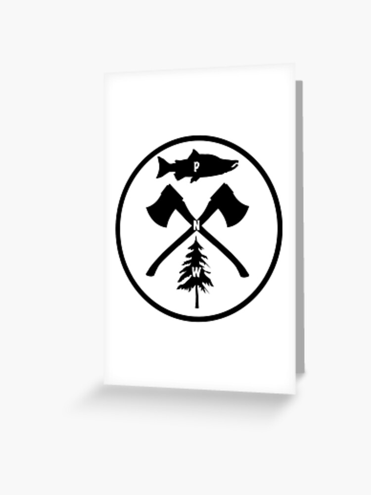 Pac nor wes salmon axe tree circle greeting card for sale by lawjfree