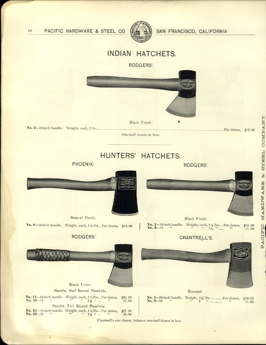 Ca paper ad rodgers indian hatchet hunters chantrell underhill lathing