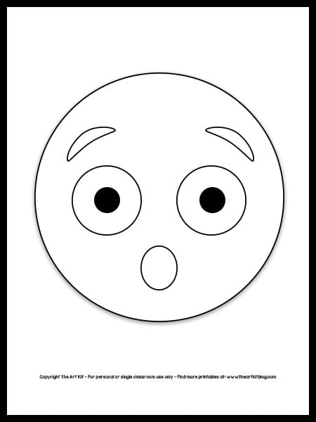 Emoji coloring page â surprised face free printable â the art kit
