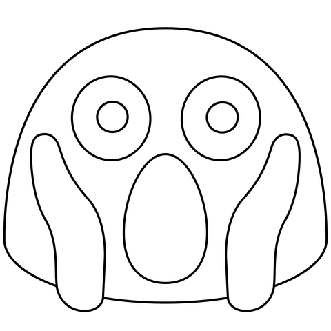 Face screaming in fear emoji coloring page free printable coloring pages