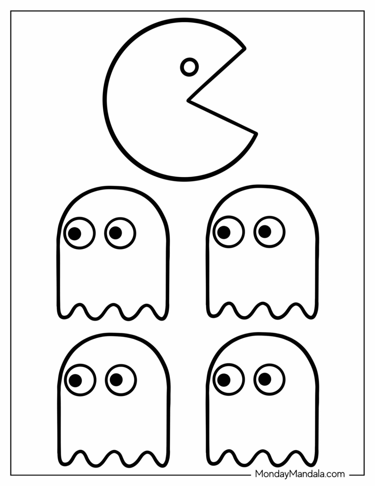 Pac man coloring pages free pdf printables