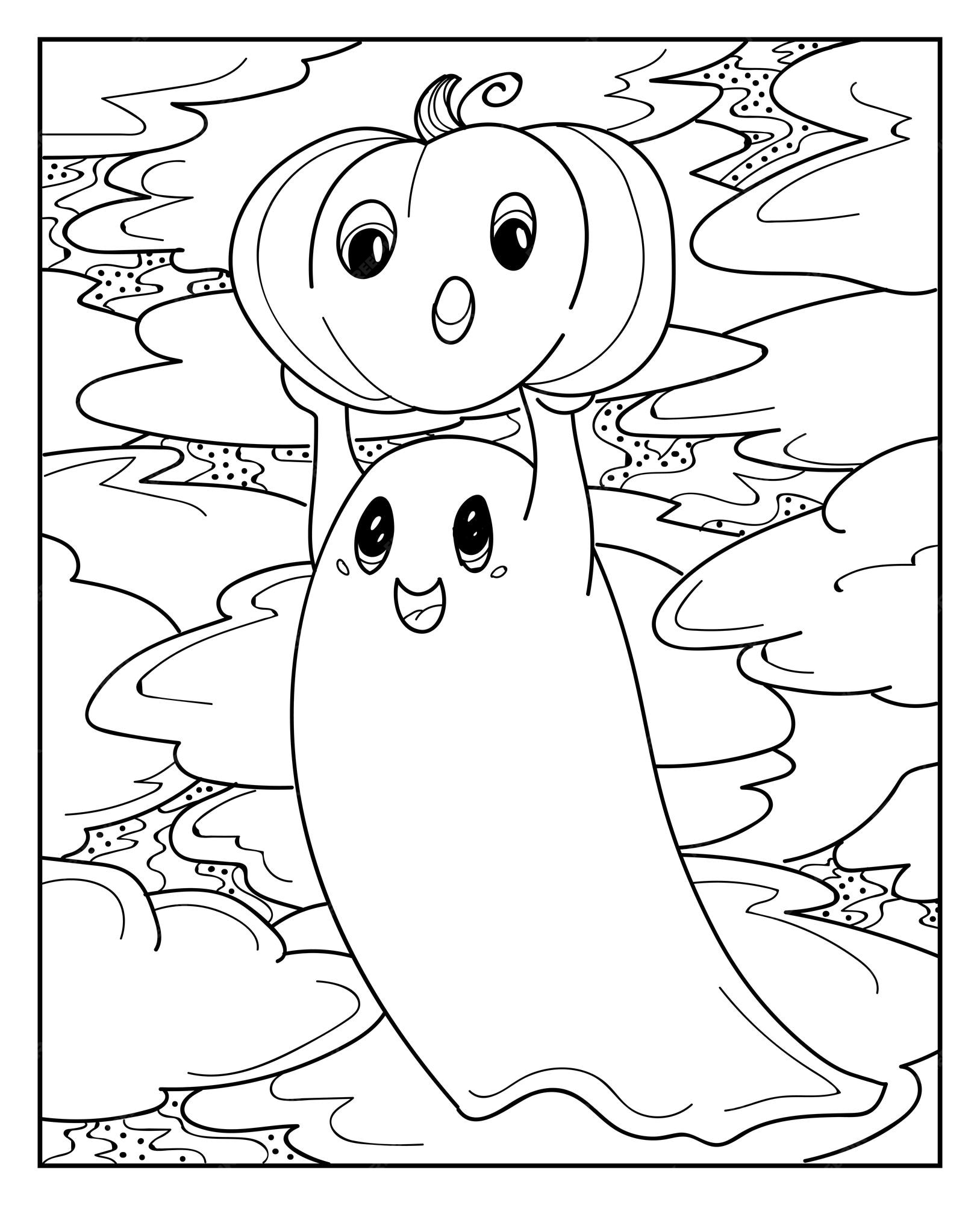 Premium vector halloween coloring pages for adults coloring book