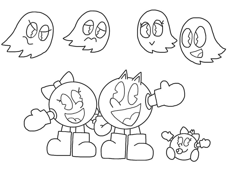 Pac man game coloring page