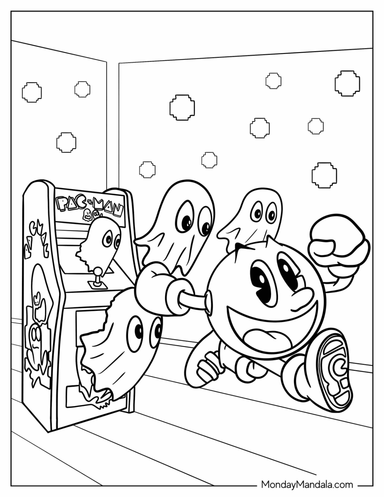 Pac man coloring pages free pdf printables