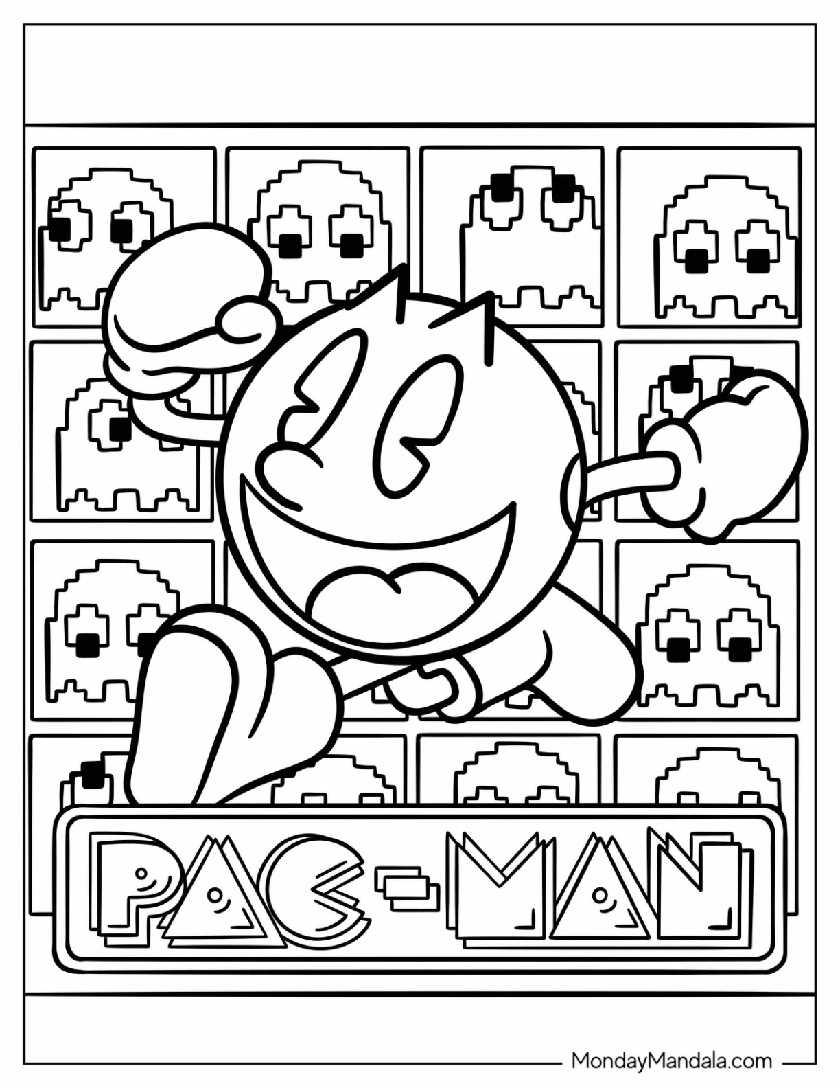 Pac man coloring pages free pdf printables