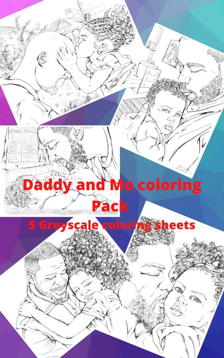 African american coloring sheet featuring black men and their daughte â