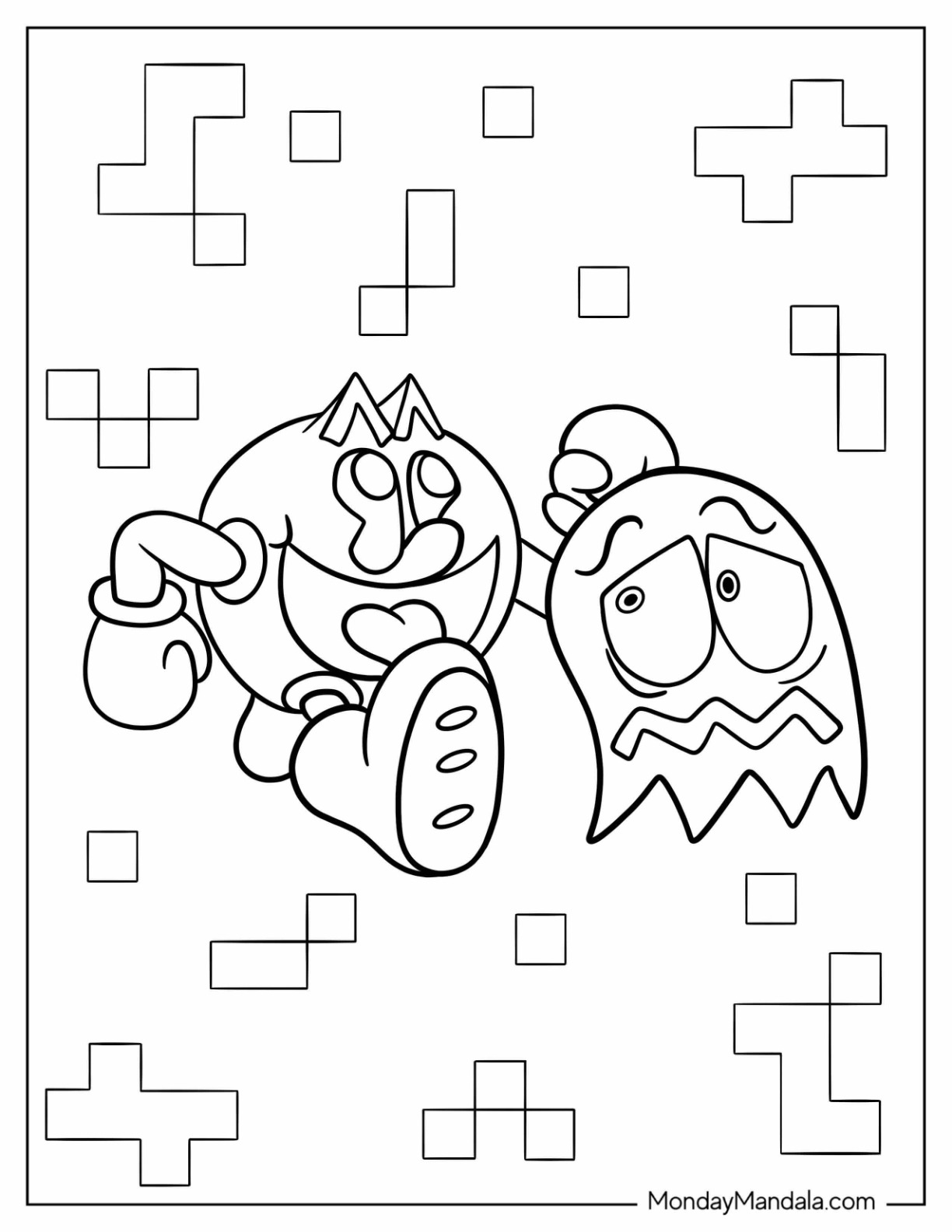 Pac man coloring pages free pdf printables