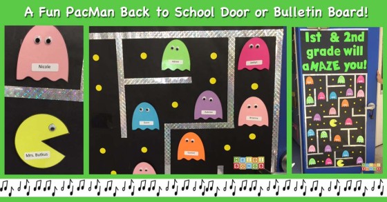 A fun pacman back to school door or bulletin board freebie