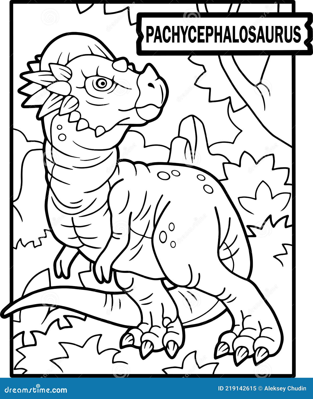 Dinosaur pachycephalosaurus coloring page outline illustration stock vector