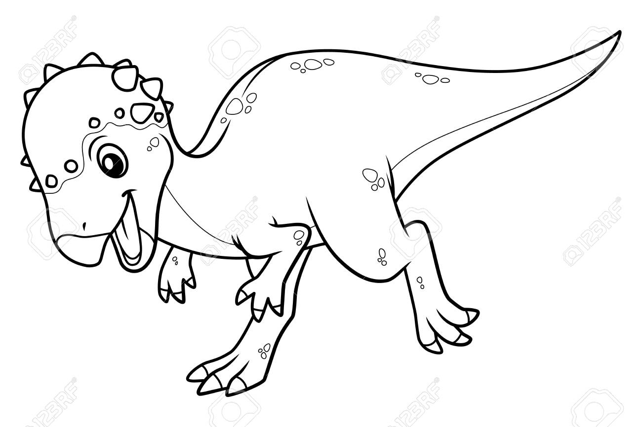 Little pachycephalosaurus cartoon illustration bw royalty free svg cliparts vectors and stock illustration image