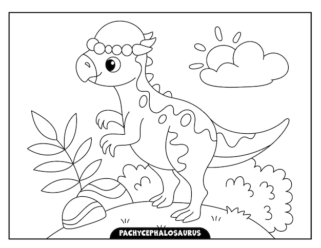 Premium vector pachycephalosaurus coloring pages for kids