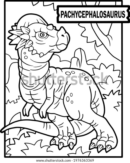 Prehistoric dinosaur pachycephalosaurus coloring page outline stock vector royalty free