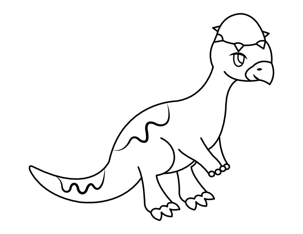 Printable cartoon pachycephalosauria coloring page