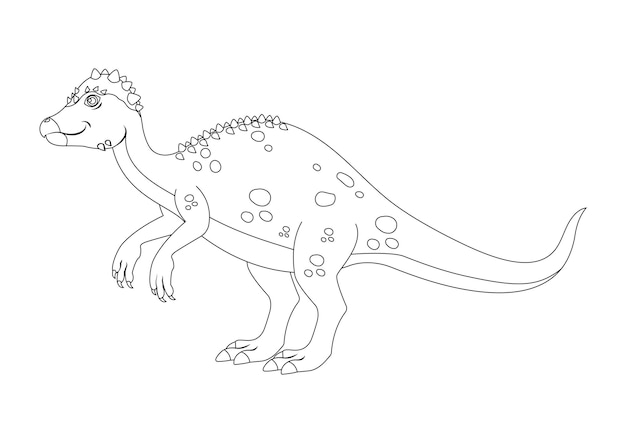 Premium vector black and white pachycephalosaurus dinosaur cartoon character vector coloring page of a pachycephalosaurus dinosaur