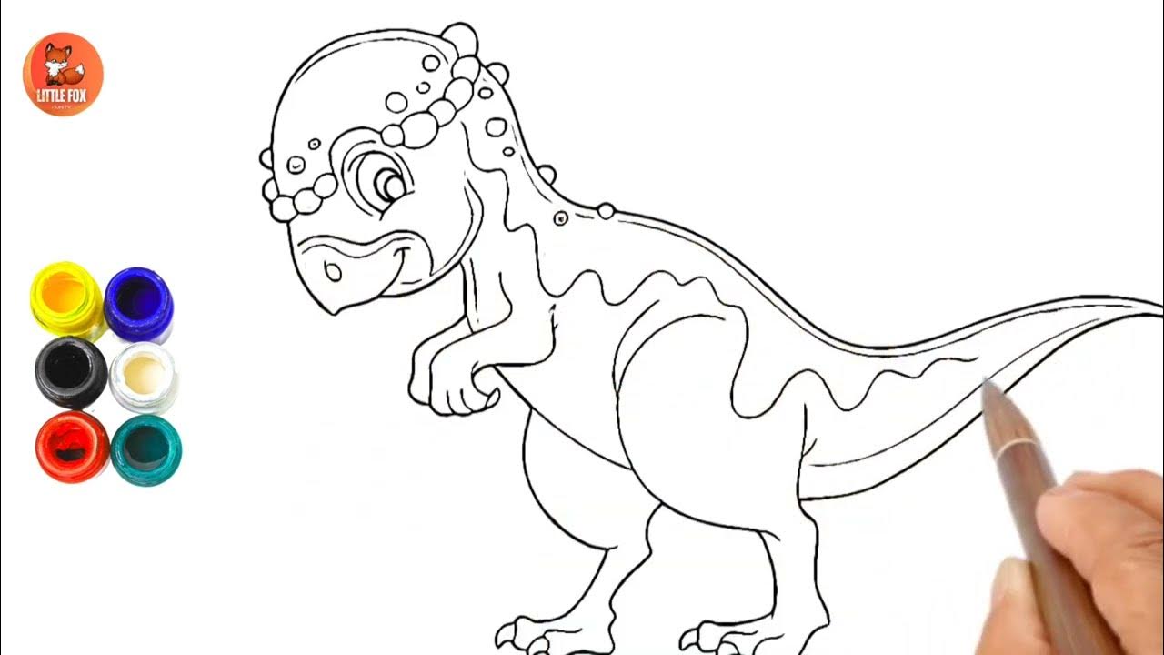 Pachycephalosaurus how to draw and color pachycephalosaurus easily kids kidsvideo cartoon